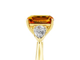 Yellow gold Three-Stone Emerald Cut Citrine Ring with Pear  Side Stones in Four-Prong Setting_17