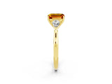 Yellow gold Three-Stone Emerald Cut Citrine Ring with Pear  Side Stones in Four-Prong Setting_38