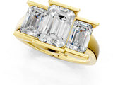 Yellow gold Three Stone Emerald Cut Cut Channel Set Diamond Ring_4