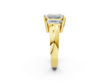 Yellow gold Three Stone Emerald Cut Cut Channel Set Diamond Ring_5
