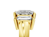 Yellow gold Three Stone Emerald Cut Cut Channel Set Diamond Ring_8