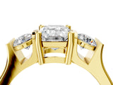Yellow gold Three-Stone Emerald Cut Cut Classic Band Prong Setting Ring_7