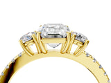 Yellow gold Three-Stone Emerald Cut Cut Diamond Pavé Band with Prong Setting_19