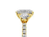 Yellow gold Three-Stone Emerald Cut Cut Diamond Pavé Band with Prong Setting_20