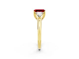 Yellow gold Three-Stone Emerald Cut Cut Diamond Ring with Trillion Side Stones and Four-Prong Setting_2