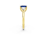 Yellow gold Three-Stone Emerald Cut Cut Diamond Ring with Trillion Side Stones and Four-Prong Setting_2