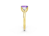Yellow gold Three-Stone Emerald Cut Cut Diamond Ring with Trillion Side Stones and Four-Prong Setting_2