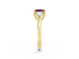 Yellow gold Three-Stone Emerald Cut Cut Diamond Ring with Trillion Side Stones and Four-Prong Setting_2