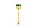 Yellow gold Three-Stone Emerald Cut Cut Diamond Ring with Trillion Side Stones and Four-Prong Setting_2