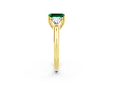 Yellow gold Three-Stone Emerald Cut Cut Diamond Ring with Trillion Side Stones and Four-Prong Setting_2