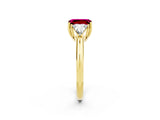 Yellow gold Three-Stone Emerald Cut Cut Diamond Ring with Trillion Side Stones and Four-Prong Setting_2