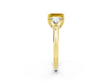 Yellow gold Three-Stone Emerald Cut Cut Diamond Ring with Trillion Side Stones and Four-Prong Setting_2