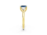 Yellow gold Three-Stone Emerald Cut Cut Diamond Ring with Trillion Side Stones and Four-Prong Setting_2