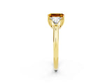 Yellow gold Three-Stone Emerald Cut Cut Diamond Ring with Trillion Side Stones and Four-Prong Setting_2