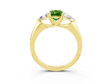 Yellow gold Three-Stone Emerald Cut Cut Diamond Ring with Trillion Side Stones and Four-Prong Setting_3