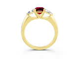 Yellow gold Three-Stone Emerald Cut Cut Diamond Ring with Trillion Side Stones and Four-Prong Setting_3
