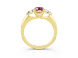 Yellow gold Three-Stone Emerald Cut Cut Diamond Ring with Trillion Side Stones and Four-Prong Setting_3