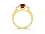 Yellow gold Three-Stone Emerald Cut Cut Diamond Ring with Trillion Side Stones and Four-Prong Setting_3
