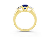 Yellow gold Three-Stone Emerald Cut Cut Diamond Ring with Trillion Side Stones and Four-Prong Setting_3