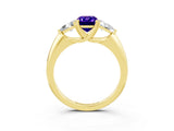 Yellow gold Three-Stone Emerald Cut Cut Diamond Ring with Trillion Side Stones and Four-Prong Setting_3