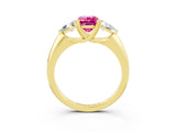 Yellow gold Three-Stone Emerald Cut Cut Diamond Ring with Trillion Side Stones and Four-Prong Setting_3