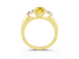 Yellow gold Three-Stone Emerald Cut Cut Diamond Ring with Trillion Side Stones and Four-Prong Setting_3