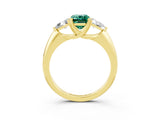Yellow gold Three-Stone Emerald Cut Cut Diamond Ring with Trillion Side Stones and Four-Prong Setting_3