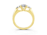 Yellow gold Three-Stone Emerald Cut Cut Diamond Ring with Trillion Side Stones and Four-Prong Setting_3