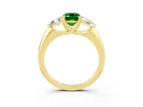 Yellow gold Three-Stone Emerald Cut Cut Diamond Ring with Trillion Side Stones and Four-Prong Setting_3