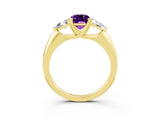 Yellow gold Three-Stone Emerald Cut Cut Diamond Ring with Trillion Side Stones and Four-Prong Setting_3