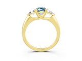 Yellow gold Three-Stone Emerald Cut Cut Diamond Ring with Trillion Side Stones and Four-Prong Setting_3