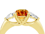Yellow gold Three-Stone Emerald Cut Cut Diamond Ring with Trillion Side Stones and Four-Prong Setting_4