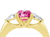 Yellow gold Three-Stone Emerald Cut Cut Diamond Ring with Trillion Side Stones and Four-Prong Setting_4
