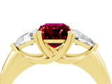 Yellow gold Three-Stone Emerald Cut Cut Diamond Ring with Trillion Side Stones and Four-Prong Setting_4