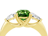 Yellow gold Three-Stone Emerald Cut Cut Diamond Ring with Trillion Side Stones and Four-Prong Setting_4