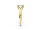 Yellow gold Three-Stone Emerald Cut Cut Diamond Ring with Trillion Side Stones and Four-Prong Setting_5
