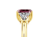 Yellow gold Three-Stone Emerald Cut Cut Diamond Ring with Trillion Side Stones and Four-Prong Setting_5