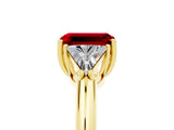 Yellow gold Three-Stone Emerald Cut Cut Diamond Ring with Trillion Side Stones and Four-Prong Setting_5