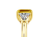 Yellow gold Three-Stone Emerald Cut Cut Diamond Ring with Trillion Side Stones and Four-Prong Setting_5