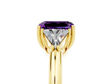 Yellow gold Three-Stone Emerald Cut Cut Diamond Ring with Trillion Side Stones and Four-Prong Setting_5