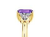 Yellow gold Three-Stone Emerald Cut Cut Diamond Ring with Trillion Side Stones and Four-Prong Setting_5