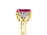 Yellow gold Three-Stone Emerald Cut Cut Diamond Ring with Trillion Side Stones and Four-Prong Setting_5