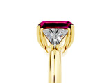 Yellow gold Three-Stone Emerald Cut Cut Diamond Ring with Trillion Side Stones and Four-Prong Setting_5