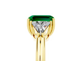 Yellow gold Three-Stone Emerald Cut Cut Diamond Ring with Trillion Side Stones and Four-Prong Setting_5