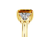 Yellow gold Three-Stone Emerald Cut Cut Diamond Ring with Trillion Side Stones and Four-Prong Setting_5