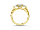 Yellow gold Three-Stone Emerald Cut Cut Diamond Ring with Trillion Side Stones and Four-Prong Setting_6