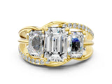 Yellow gold Three-Stone Emerald Cut Cut Diamond Split Shank Prong Set Ring_19