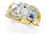 Yellow gold Three-Stone Emerald Cut Cut Diamond Split Shank Prong Set Ring_20