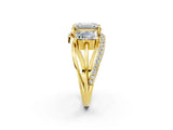Yellow gold Three-Stone Emerald Cut Cut Diamond Split Shank Prong Set Ring_21