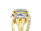 Yellow gold Three-Stone Emerald Cut Cut Diamond Split Shank Prong Set Ring_24